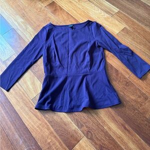 Ann Taylor size s purple peplum 3/4 sleeve top